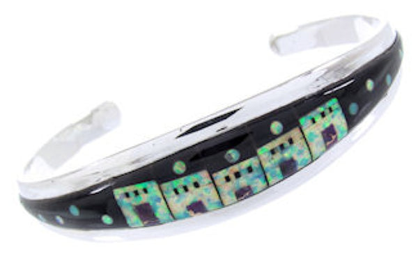Multicolor Silver Native American Village Design Cuff Bracelet YS66672