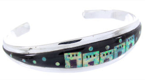 Multicolor Silver Native American Village Design Cuff Bracelet YS66672