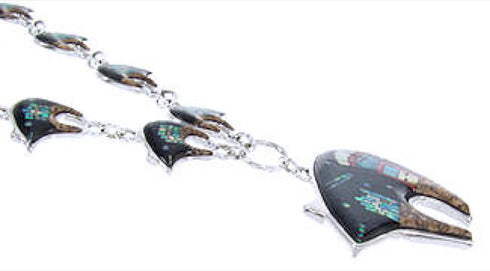 Native American Mesa Design Multicolor Bear Link Necklace Set PS64142