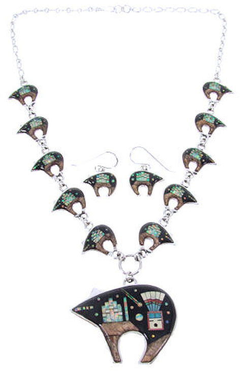 Native American Mesa Design Bear Link Multicolor Necklace Set PS64194