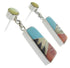 Southwest Silver Multicolor Inlay Post Dangle Earrings FS62352
