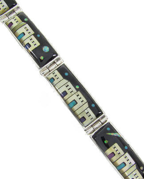 Southwest Native American Village Design Link Bracelet GS62404