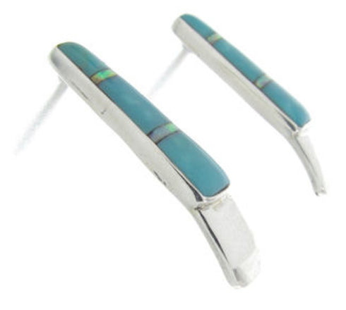 Turquoise And Opal Post Earrings Sterling Silver Jewelry IS62382