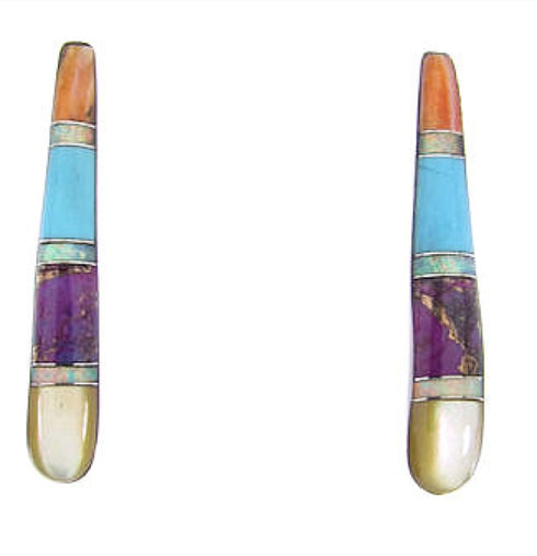 Multicolor Sterling Silver Earrings Southwest Post Dangle BW63205
