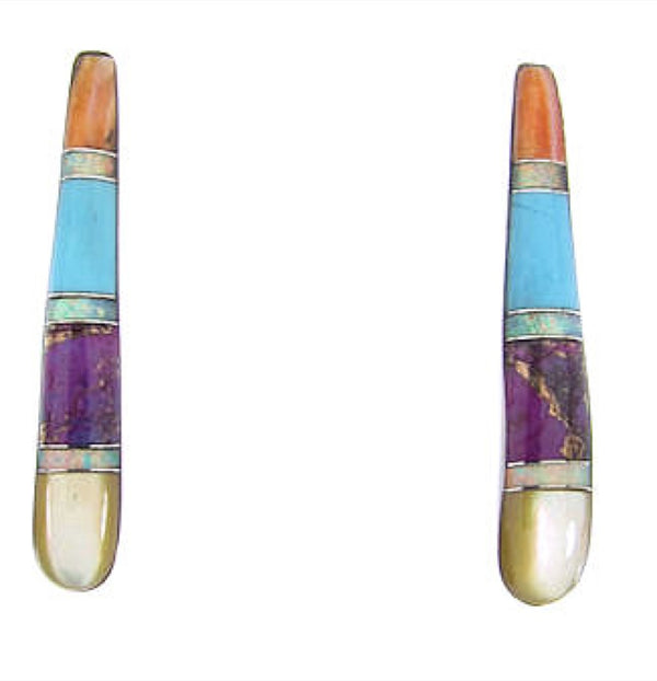 Multicolor Sterling Silver Earrings Southwest Post Dangle BW63205