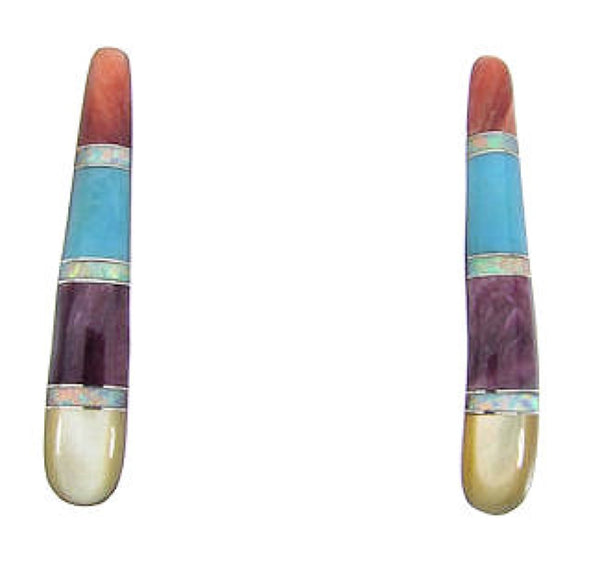 Southwest Multicolor Inlay Sterling Silver Post Earrings BW63194