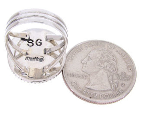 Sterling Silver Turquoise Multicolor Inlay Ring Size 5-3/4 AW68920