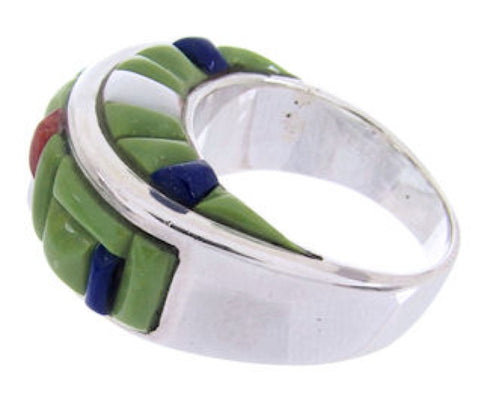 Multicolor Inlay Sterling Silver Jewelry Ring Size 7 AW68876