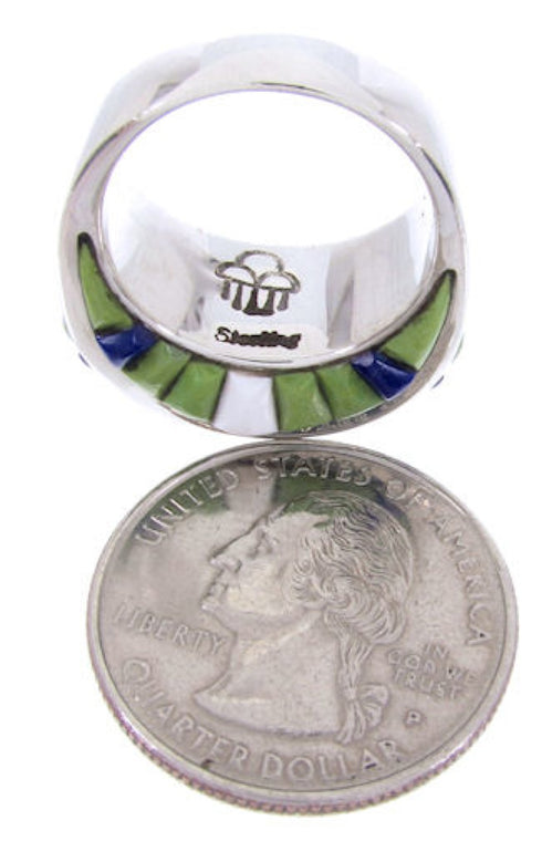 Multicolor Inlay Sterling Silver Jewelry Ring Size 7 AW68876