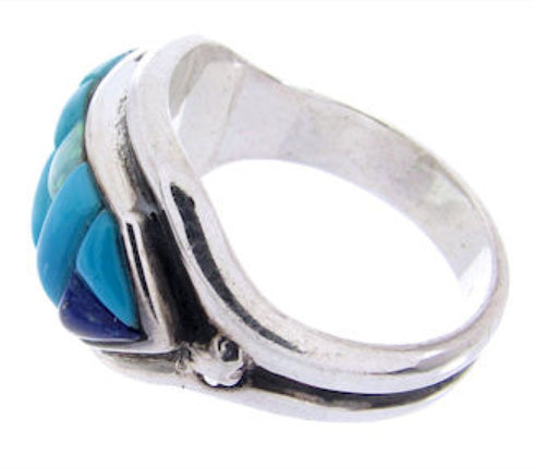 Southwest Jewelry Multicolor Silver Inlay Ring Size 6-3/4 AW68905