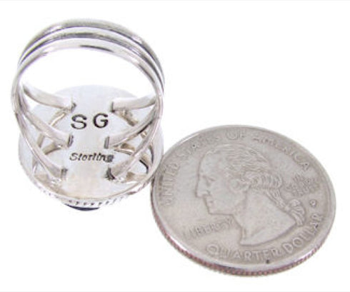 Southwest Silver Mojave Turquoise Multicolor Inlay Ring Size 6 AW68918