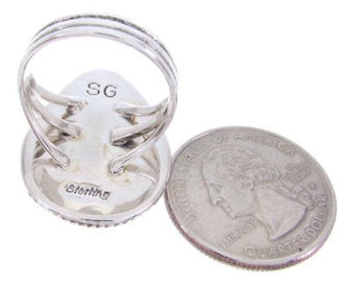 Southwestern Sterling Silver Multicolor Inlay Ring Size 7-3/4 AW68953