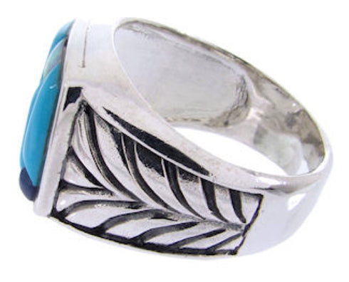 Turquoise Multicolor Sterling Silver Ring Size 7-3/4 Jewelry HS30711