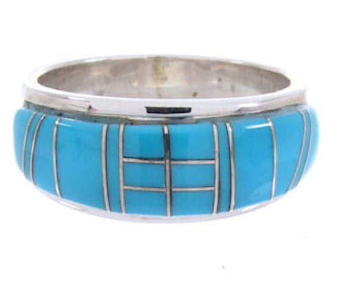 Turquoise Genuine Sterling Silver Inlay Ring Size 5-3/4 BW69536