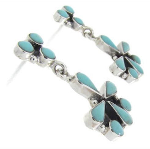 Southwestern Genuine Sterling Silver Turquoise Earrings BW62567