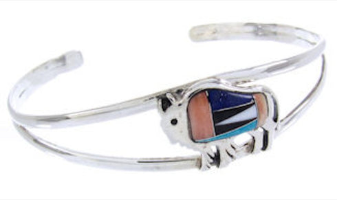 Southwestern Multicolor Buffalo Sterling Silver Cuff Bracelet AW65644