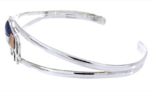 Southwestern Multicolor Buffalo Sterling Silver Cuff Bracelet AW65644