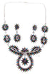 Multicolor Sterling Silver Jewelry Link Necklace Earrings Set MW67018
