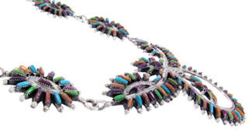 Multicolor Sterling Silver Jewelry Link Necklace Earrings Set MW67018
