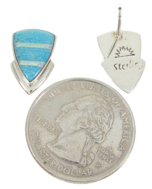 Southwest Sterling Silver Turquoise Opal Inlay Post Earrings PS62950