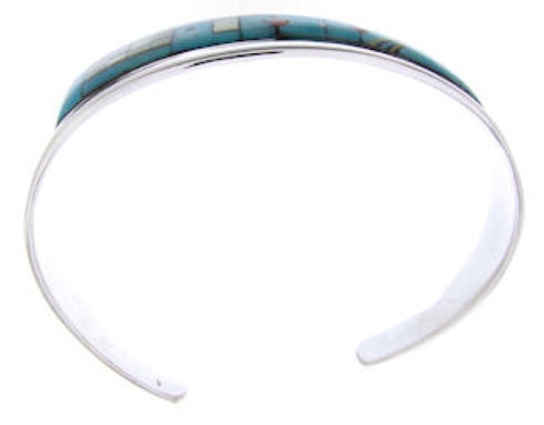 Multicolor Inlay Native American Mesa Design Cuff Bracelet YS67342
