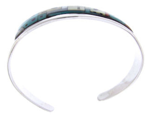 Silver Multicolor Native American Village Design Cuff Bracelet YS67344