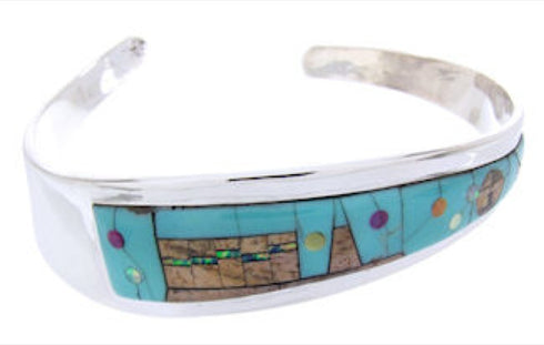 Multicolor Native American Mesa Design Jewelry Cuff Bracelet YS67347