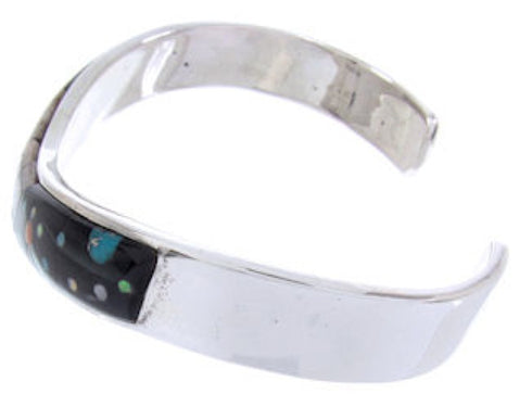 Silver Multicolor Native American Mesa Design Cuff Bracelet YS67396