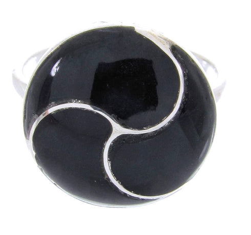 Southwest Silver Jet Jewelry Ring Size 5-3/4 YS63361