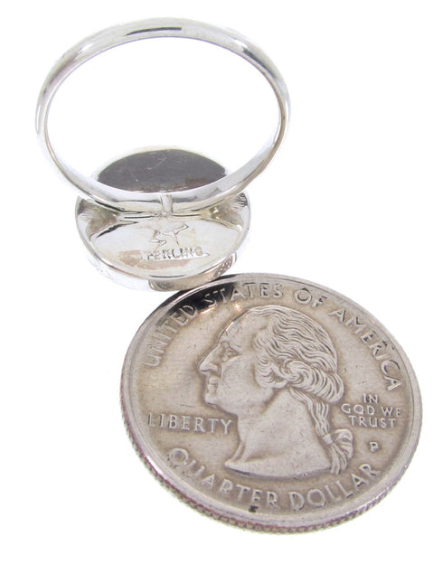 Southwest Jet And Silver Jewelry Ring Size 4-3/4 YS63371