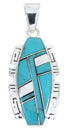 Turquoise Jet Inlay Pendant Sterling Silver Jewelry JW66029
