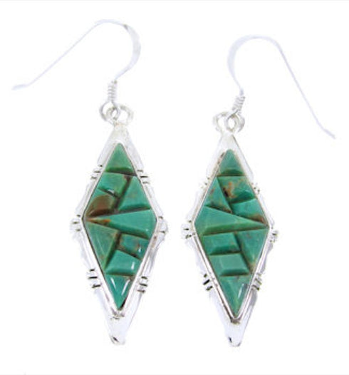 Southwestern Turquoise Silver Hook Earrings JW66474