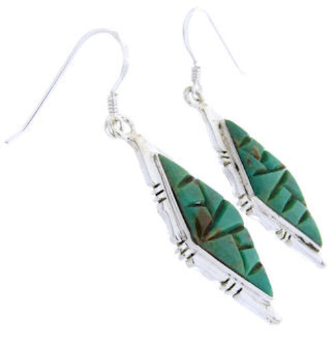 Southwestern Turquoise Silver Hook Earrings JW66474