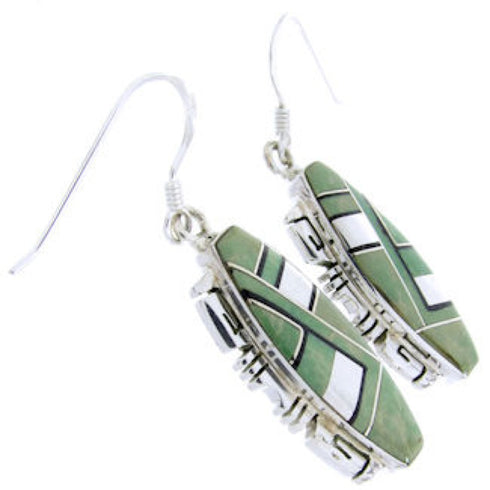 Sterling Silver Turquoise Jet Inlay Hook Earrings JW66749