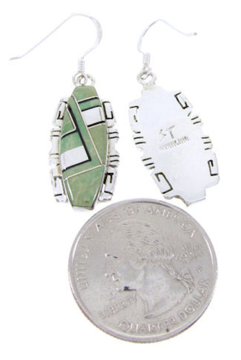 Sterling Silver Turquoise Jet Inlay Hook Earrings JW66749