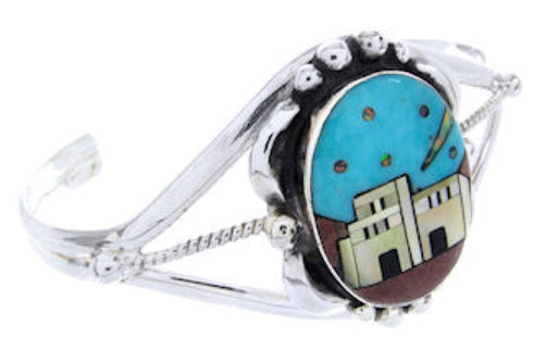 Multicolor Native American Village Design Cuff Bracelet YS66931
