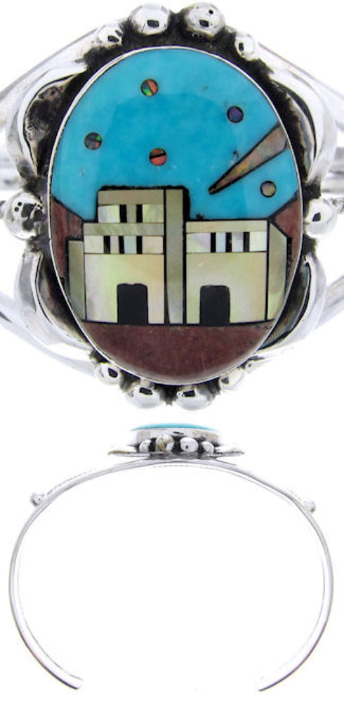 Multicolor Native American Village Design Cuff Bracelet YS66931