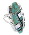 Turquoise And Jet Inlay Silver Ring Size 5-3/4 BW66543