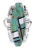 Turquoise And Jet Inlay Silver Ring Size 5-3/4 BW66543