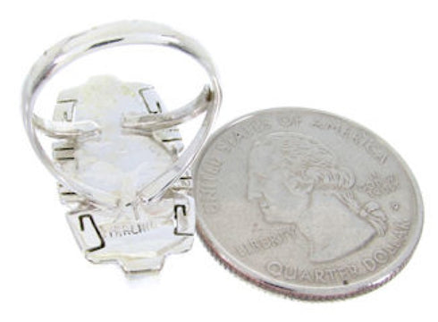 Turquoise And Jet Inlay Silver Ring Size 5-3/4 BW66543