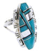 Turquoise And Jet Inlay Southwestern Ring Size 5-1/4 BW66594
