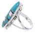 Turquoise And Jet Inlay Silver Jewelry Ring Size 5 BW66743