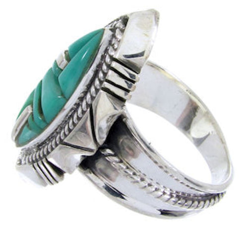 Turquoise Inlay Genuine Sterling Silver Ring Size 6-3/4 BW66764