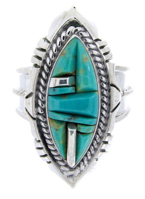 Sterling Silver Turquoise Inlay Ring Size 5-3/4 BW66790