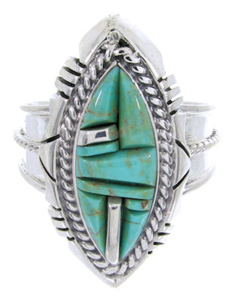 Turquoise Inlay Jewelry Southwestern Ring Size 5 BW66966