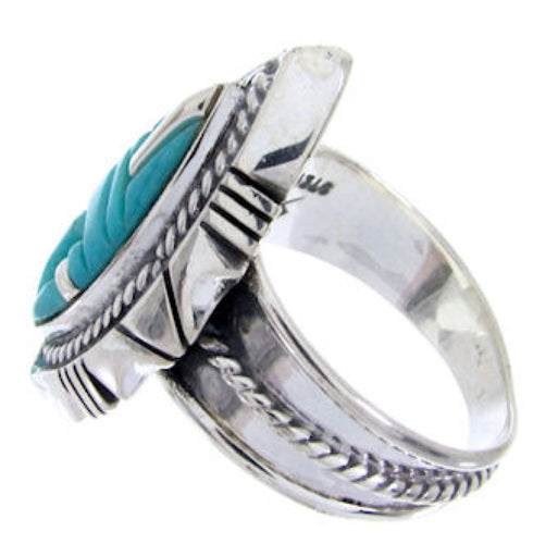 Southwestern Turquoise Inlay Silver Ring Size 5 BW66987