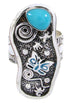 Butterfly Turquoise Silver Jewelry Southwestern Ring Size 5 MW66858