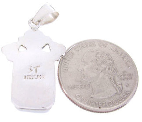 Silver Multicolor Native American Village Design Pendant YS67072