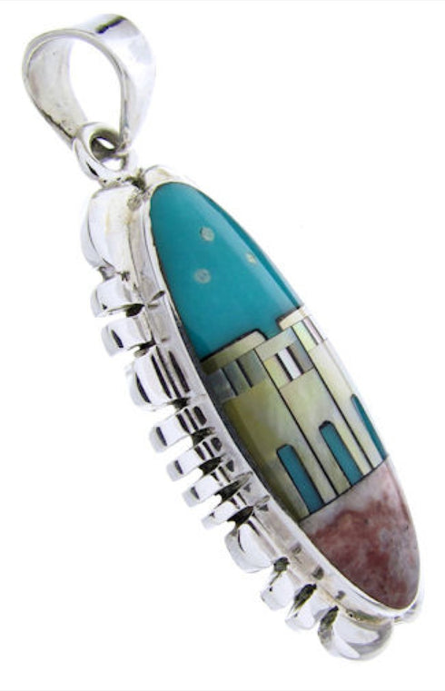 Sterling Silver Multicolor Native American Design Pendant YS67080