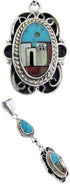 Silver Multicolor Native American Design Jewelry Pendant YS67093